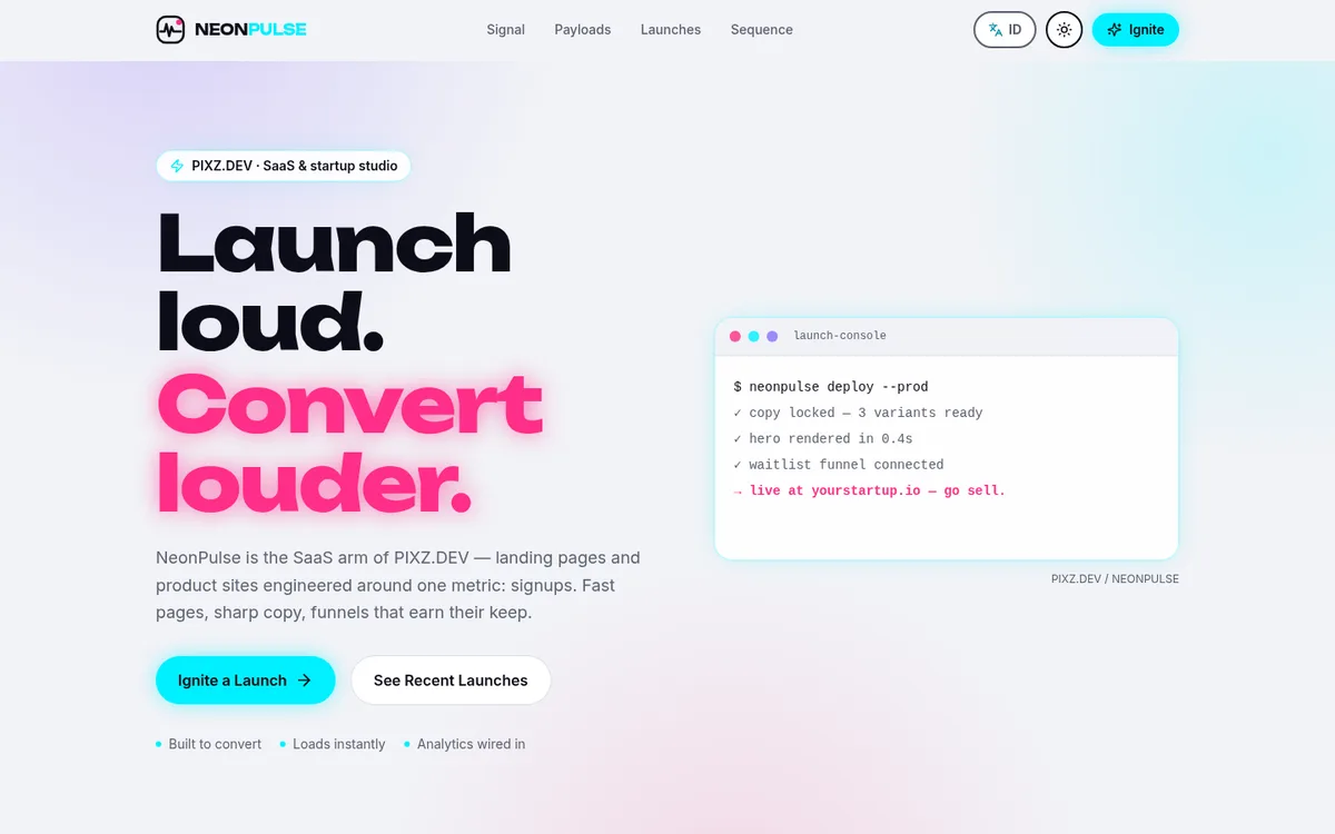 NEONPULSE — Launch loud. Convert louder.